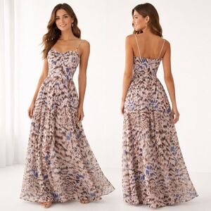 ERIN FETHERSTON Maxi Dress Spaghetti Straps Ruched Bodice Sz 0 Party Resort